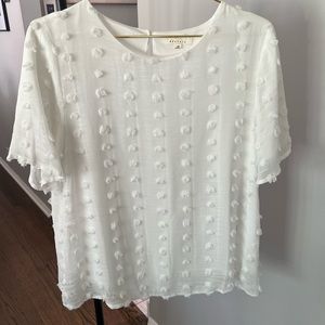 Women’s Short Sleeve White Polka Dot Detail Top | Size M